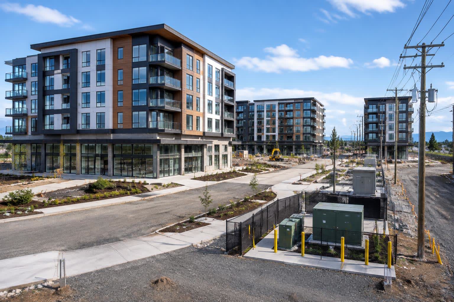 Modern multi-building development under construction